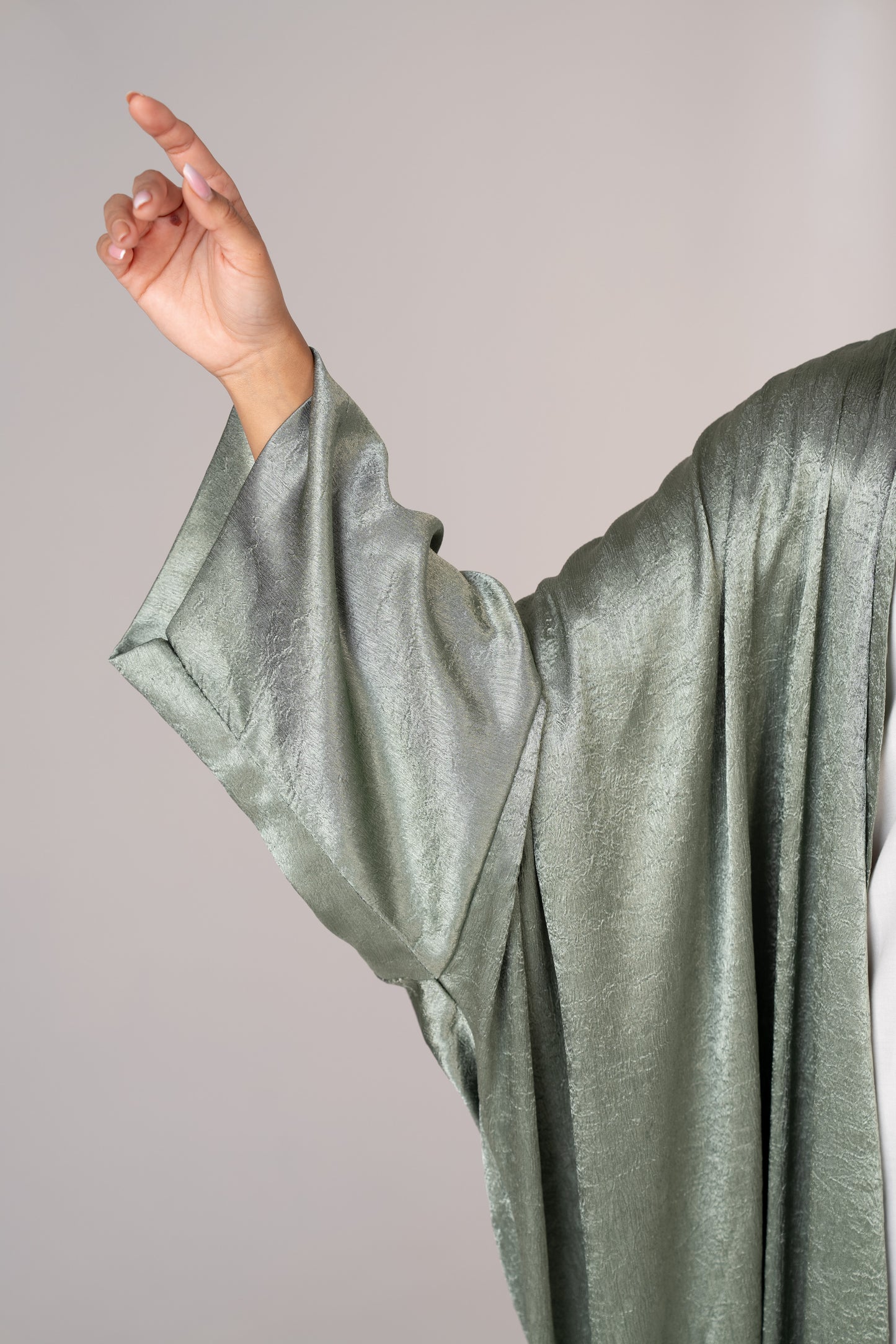 Verdant Elegance Satin Abaya