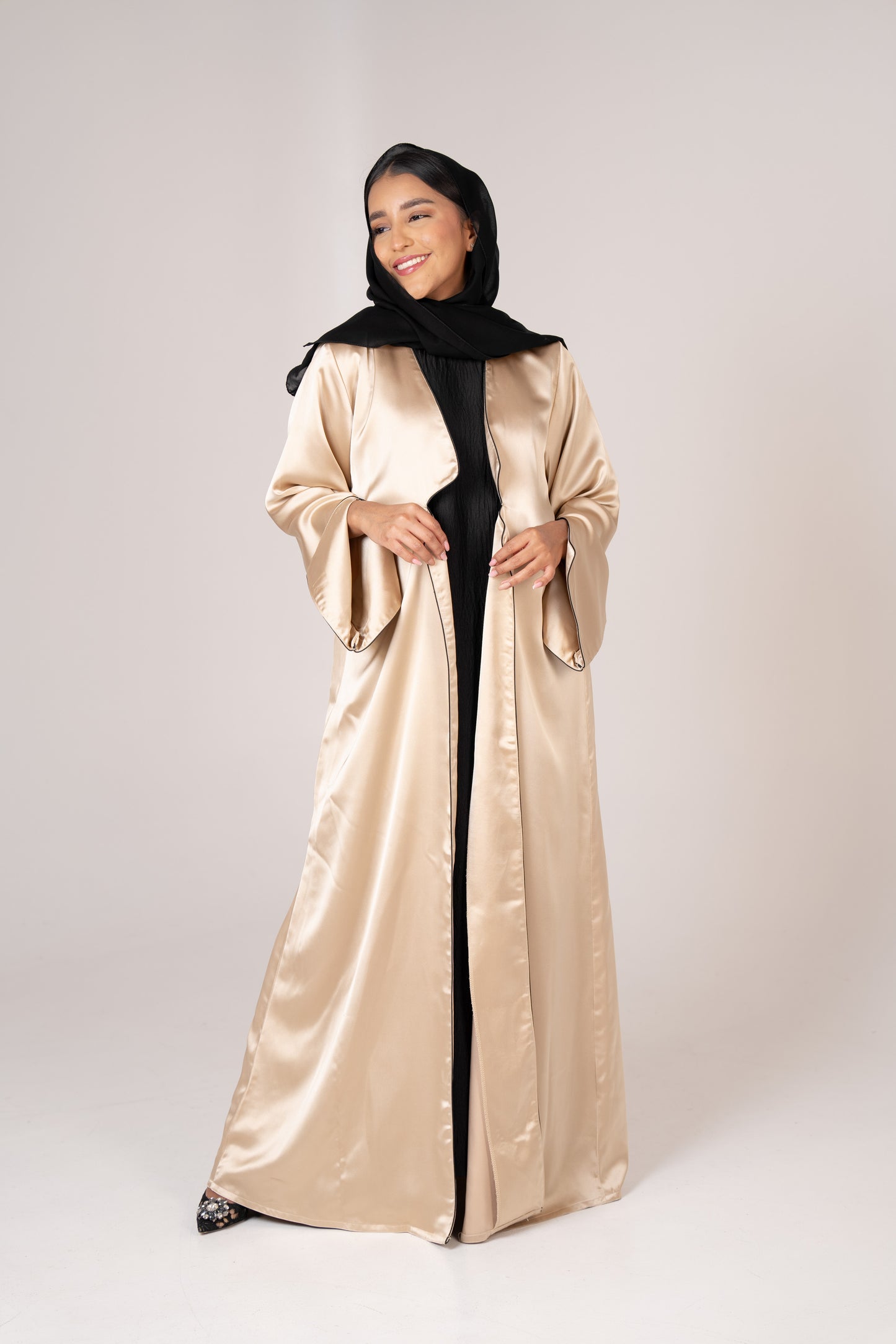 Golden Glow Satin Abaya