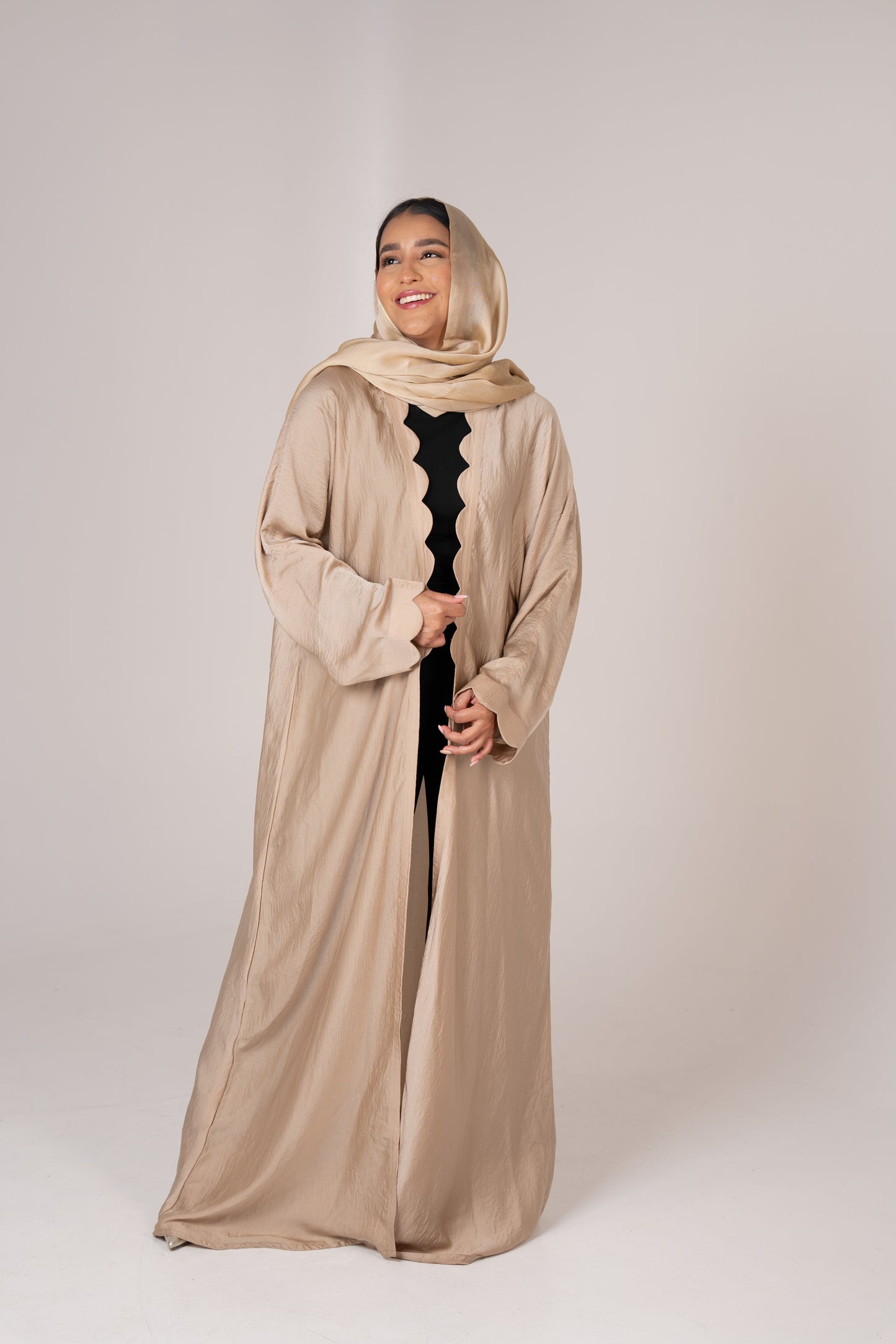 Harir Cascade Abaya with Wave Cut-Outs