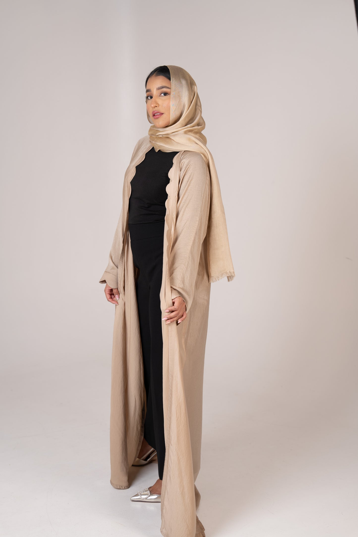 Harir Cascade Abaya with Wave Cut-Outs
