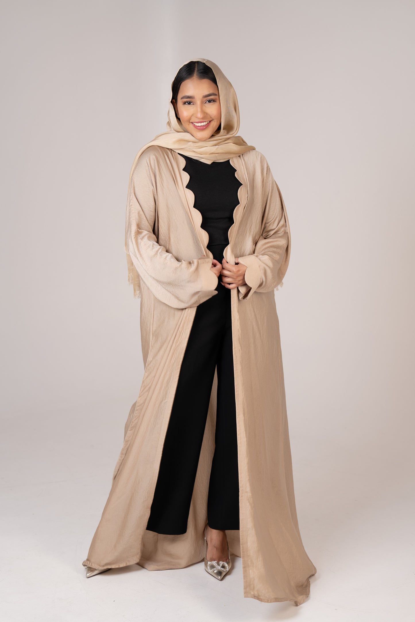 Harir Cascade Abaya with Wave Cut-Outs