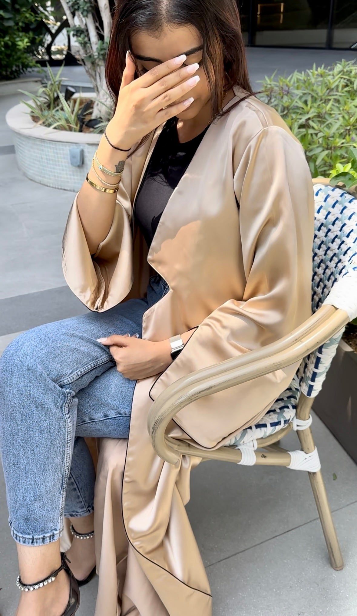 Golden Glow Satin Abaya