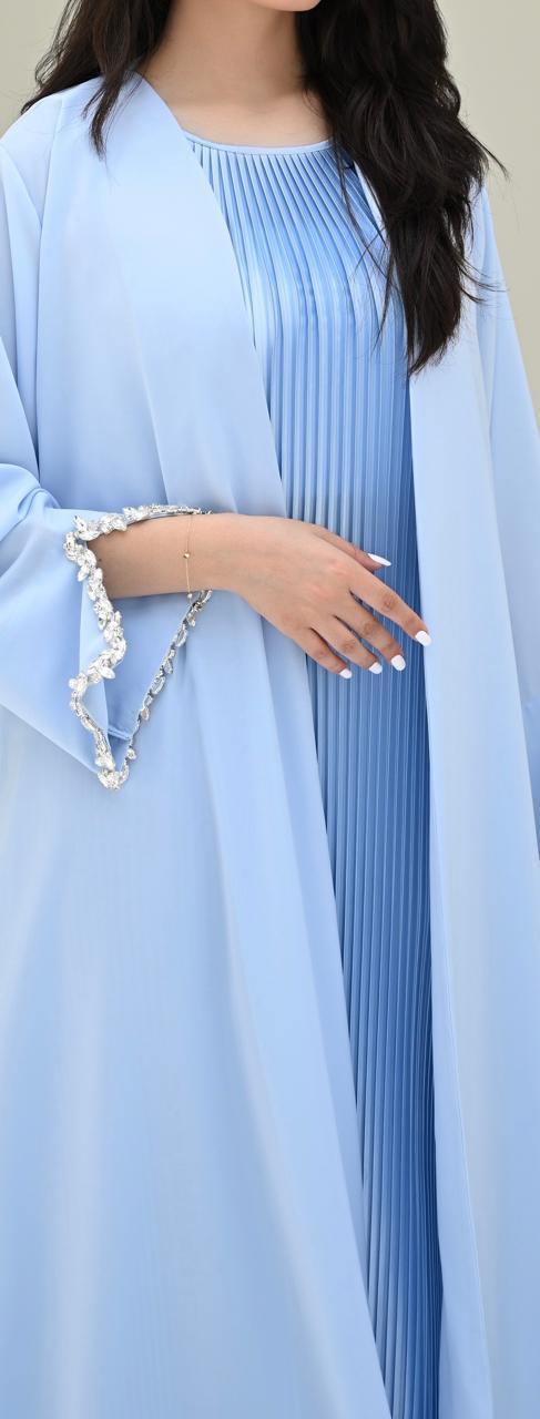 Blue satin pleated inner