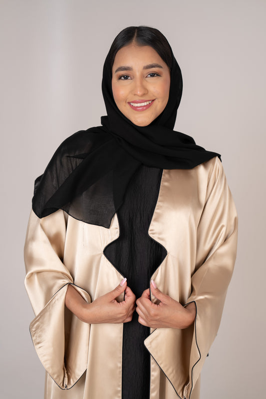 Golden Glow Satin Abaya